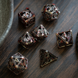 Blood Dragon Silver Hollow Metal DND Dice Set (ONLINE ORDER ONLY)