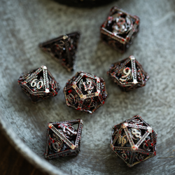 Blood Dragon Silver Hollow Metal DND Dice Set (ONLINE ORDER ONLY)