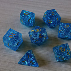 Blue Lightning Glass Cracked Glass DND Dice Set (ONLINE ORDER ONLY)