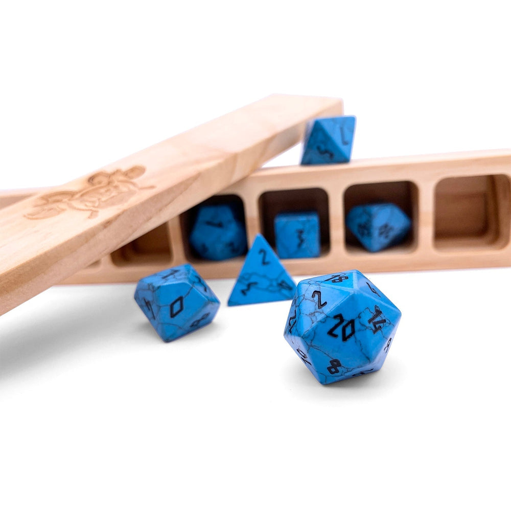 Blue Turquoise - 7 Piece RPG Set Gemstone Dice (Online Only)