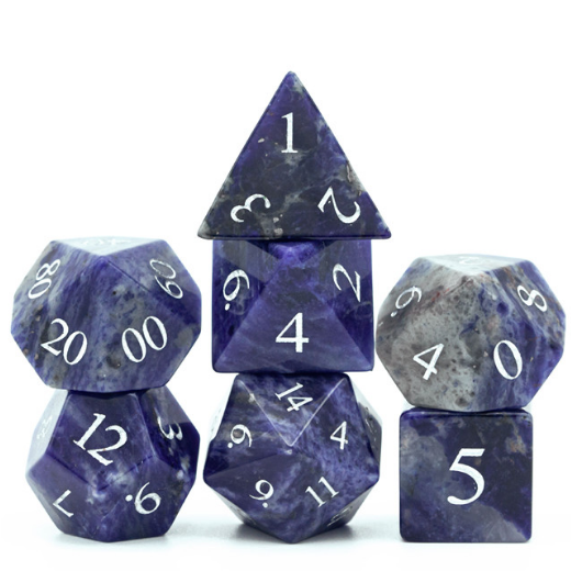 Blue-Vein - Gemstone Engraved RPG Dice Set (ONLINE ORDER ONLY)