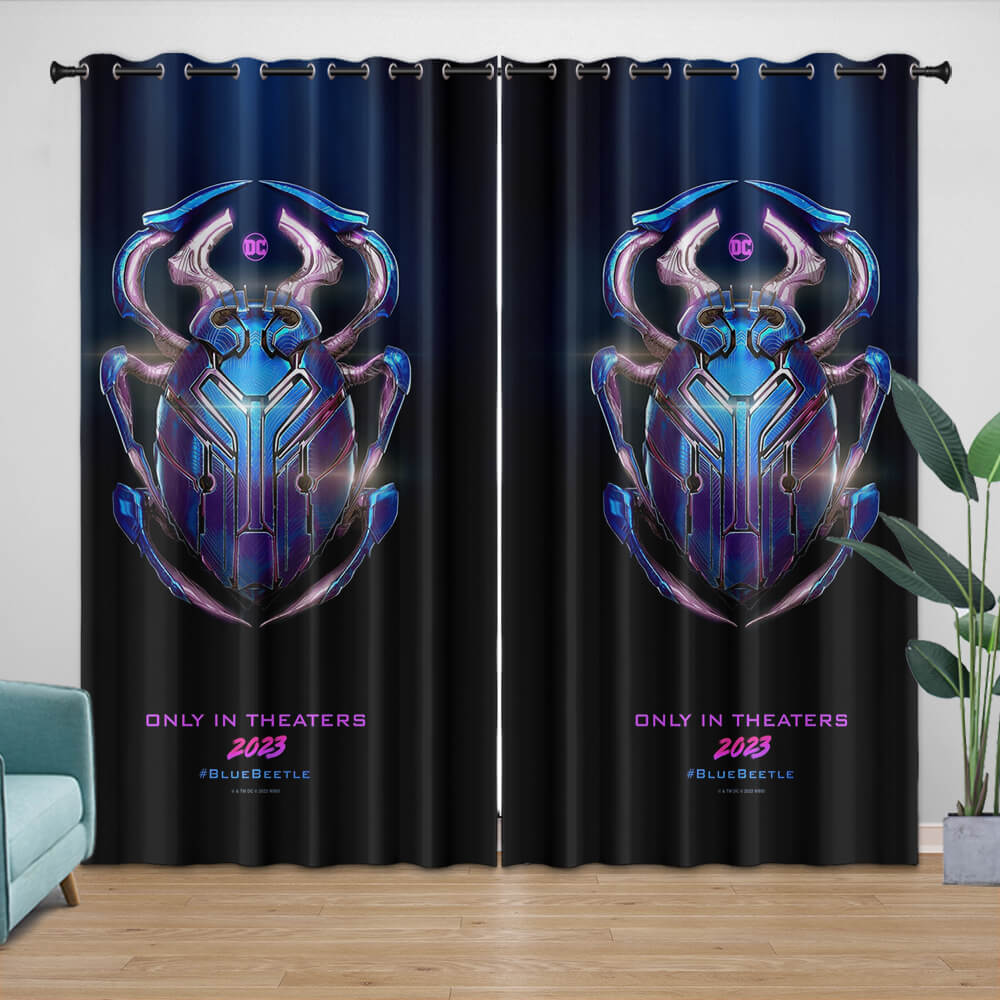 Blue Beetle Curtains Pattern Blackout Window Drapes (Online Order Only)