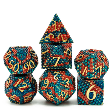 Dragon Scale: Blue Fire - Metal RPG Dice Set (ONLINE ORDER ONLY)