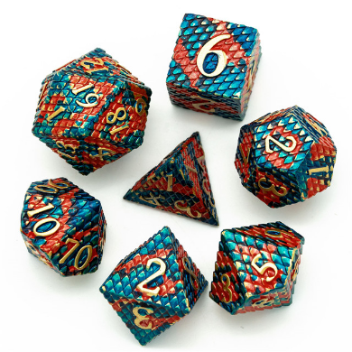 Foam Brain Games - Blue-Fire Dragon Scale RPG Dice Set (ONLINE ORDER ONLY)