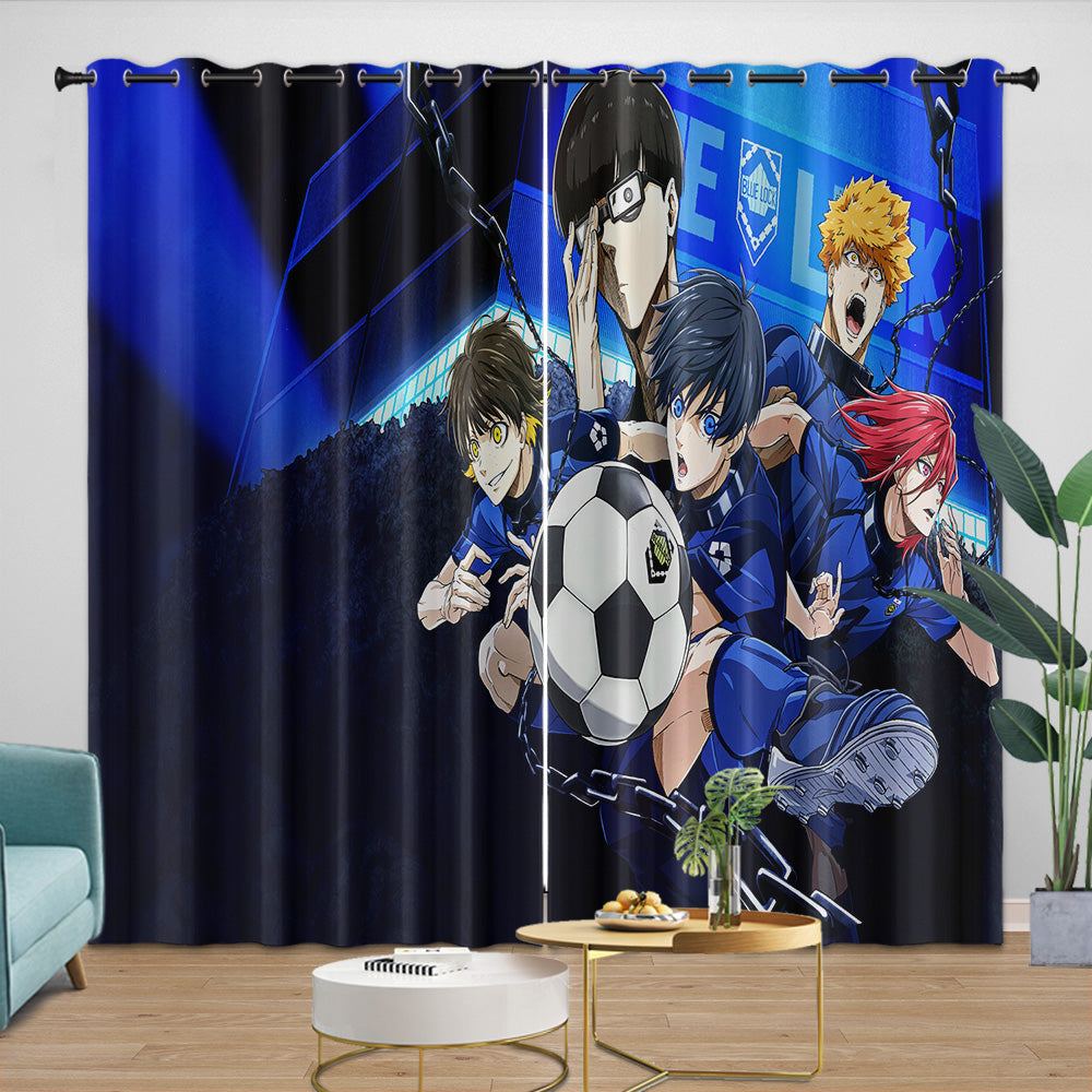 Blue Lock Curtains Blackout Window Drapes Room Decoration (Online Order Only)