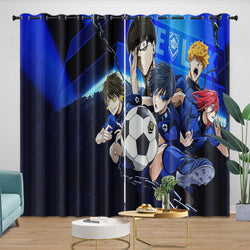 Blue Lock Curtains Blackout Window Drapes Room Decoration (Online Order Only)