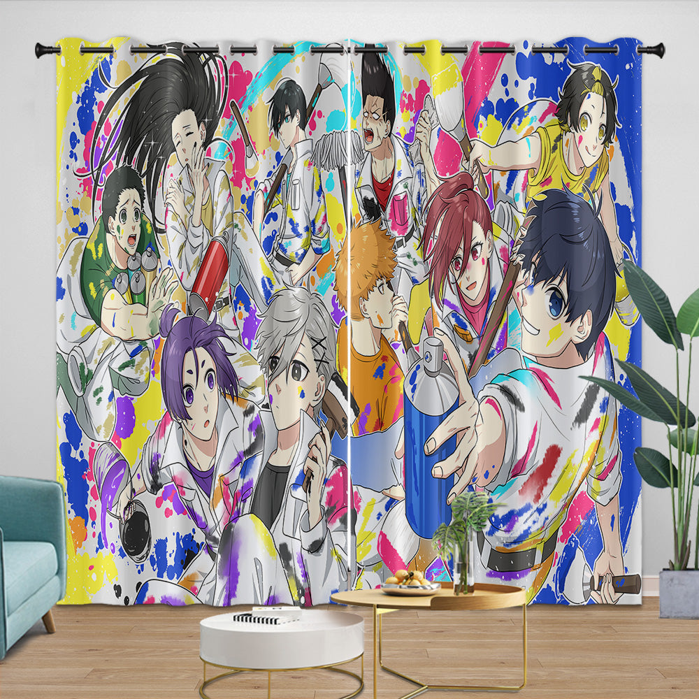 Blue Lock Curtains Blackout Window Drapes Room Decoration (Online Order Only)