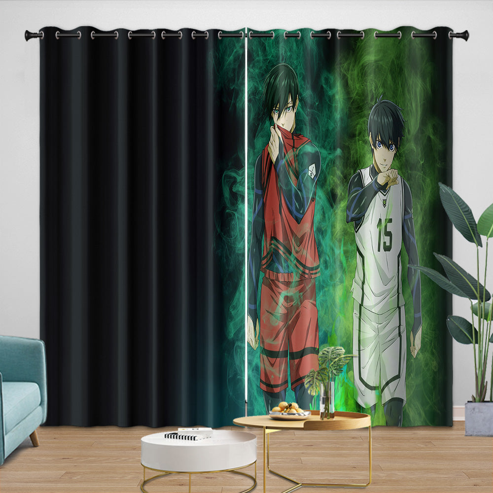 Blue Lock Curtains Blackout Window Drapes Room Decoration (Online Order Only)