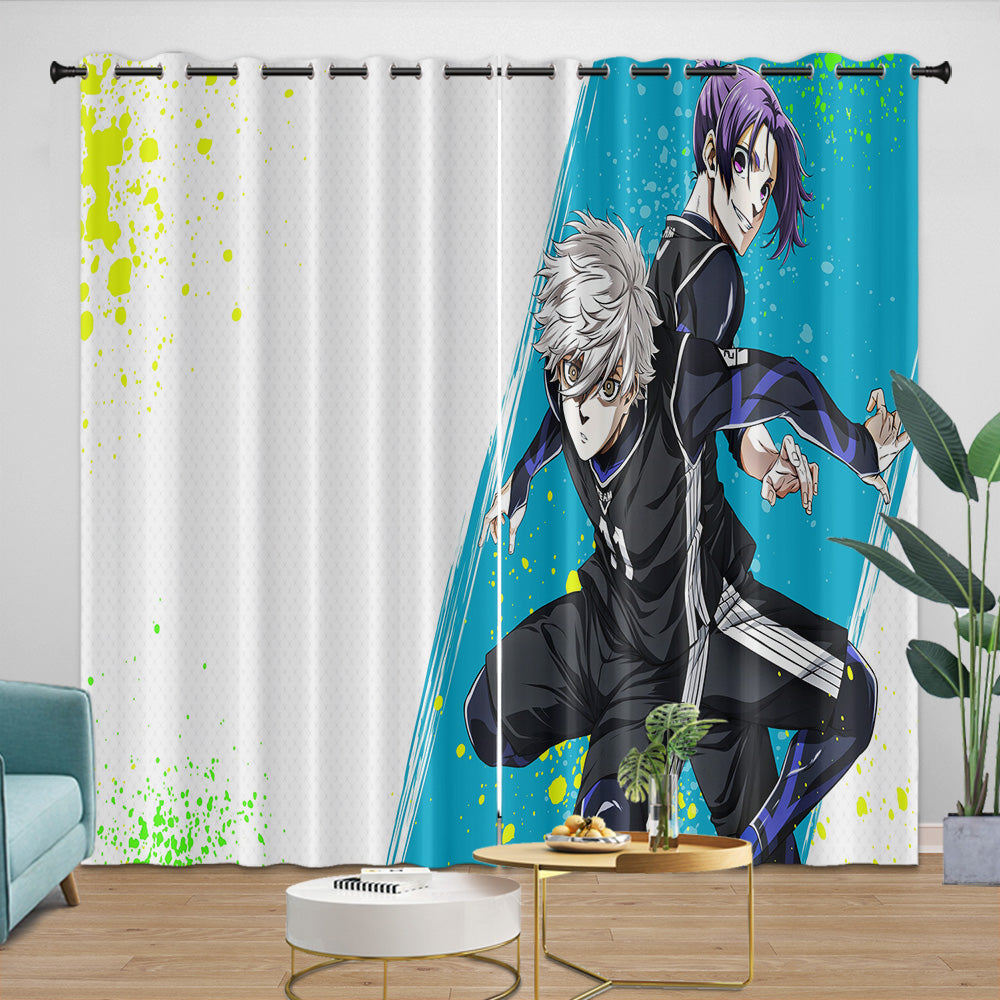 Blue Lock Curtains Blackout Window Drapes Room Decoration (Online Order Only)
