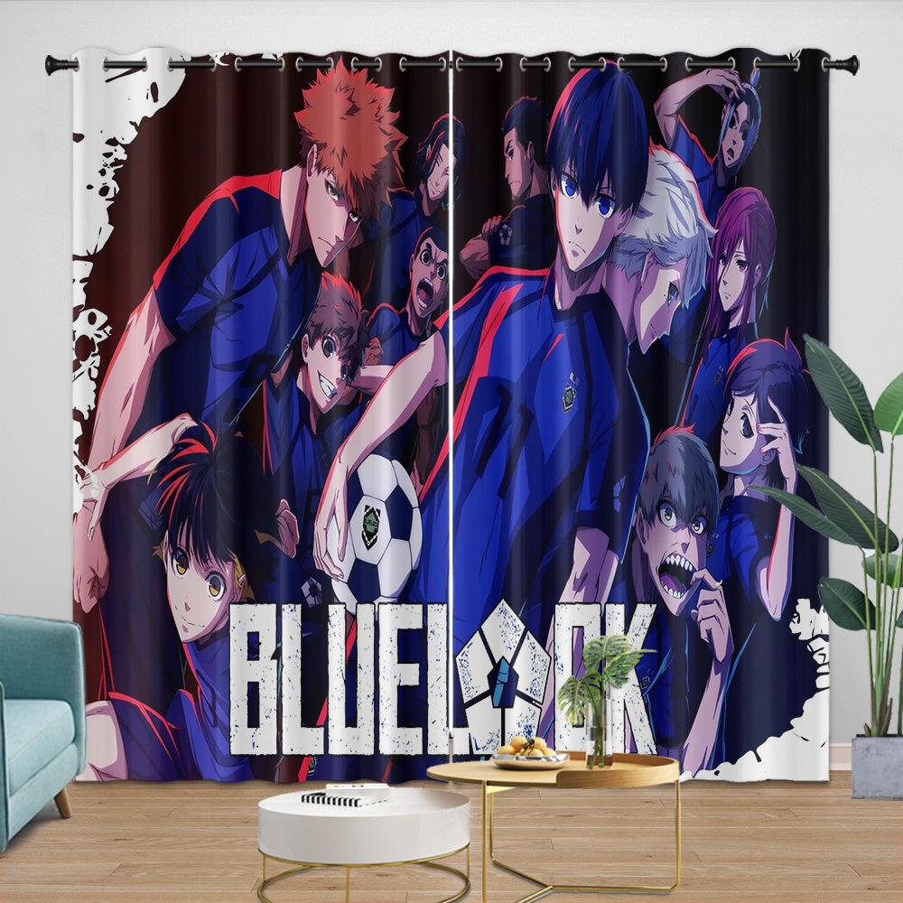 Blue Lock Curtains Blackout Window Drapes Room Decoration (Online Order Only)