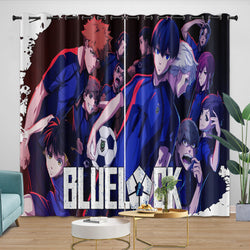 Blue Lock Curtains Blackout Window Drapes Room Decoration (Online Order Only)
