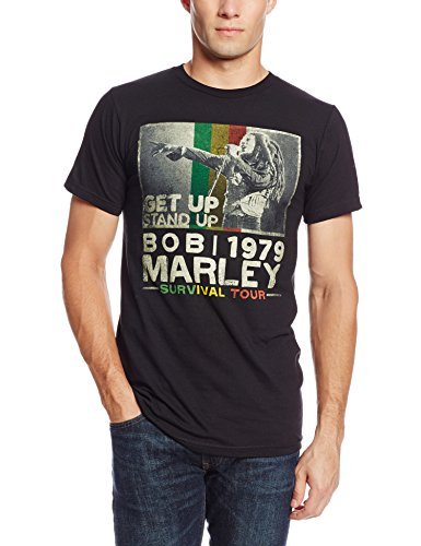 Zion Rootswear Men'S Bob Marley Get Up T-Shirt, Black, Small [T-Shirt] (ONLINE ORDER ONLY)