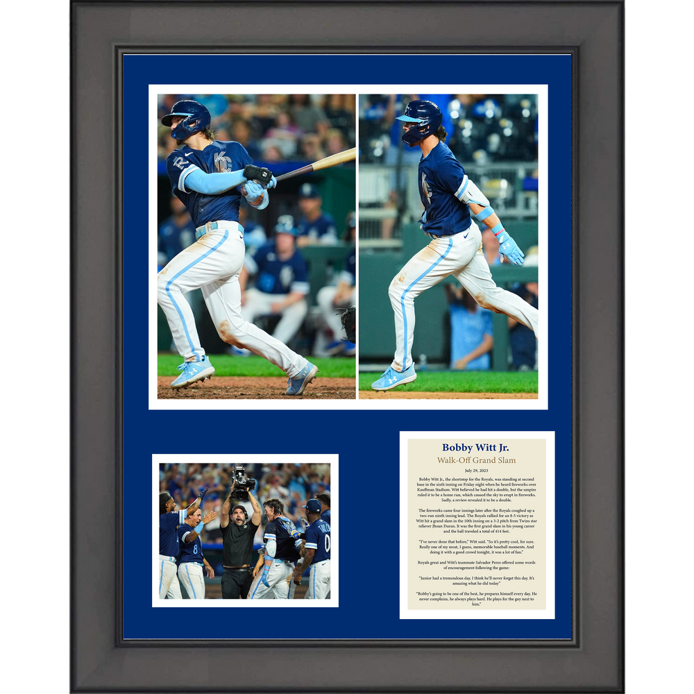 Framed Bobby Witt Jr. Walk-Off Grand Slam 2023 Kansas City Royals 11"x14" Baseball Three Photo Collage (ONLINE ORDER ONLY)