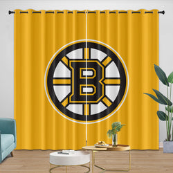 Boston Bruins Curtains Pattern Blackout Window Drapes Room Decoration (Online Order Only)