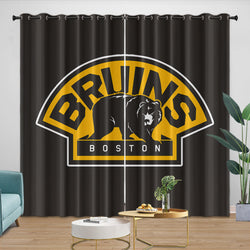 Boston Bruins Curtains Pattern Blackout Window Drapes Room Decoration (Online Order Only)