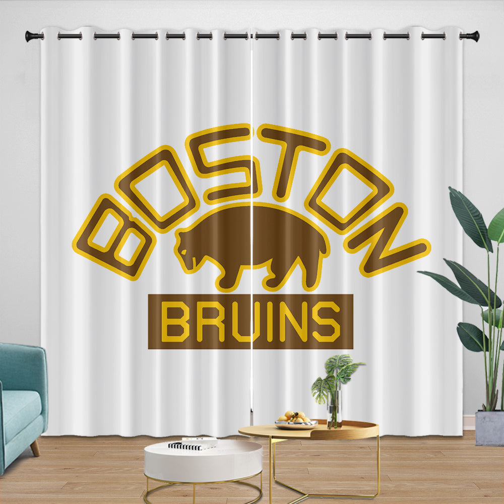 Boston Bruins Curtains Pattern Blackout Window Drapes Room Decoration (Online Order Only)