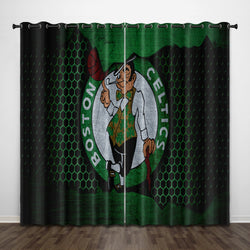 Boston Celtics Curtains Pattern Blackout Window Drapes (Online Order Only)
