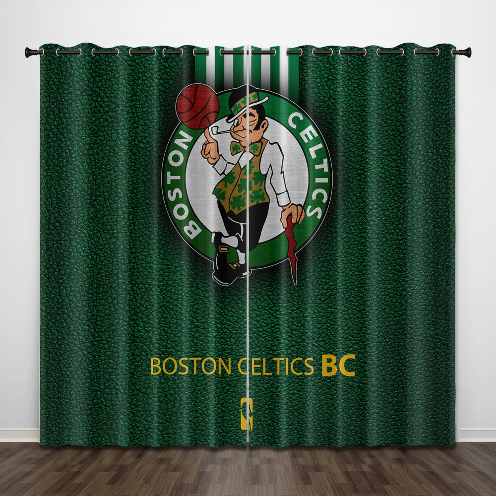Boston Celtics Curtains Pattern Blackout Window Drapes (Online Order Only)