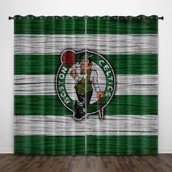 Boston Celtics Curtains Pattern Blackout Window Drapes (Online Order Only)