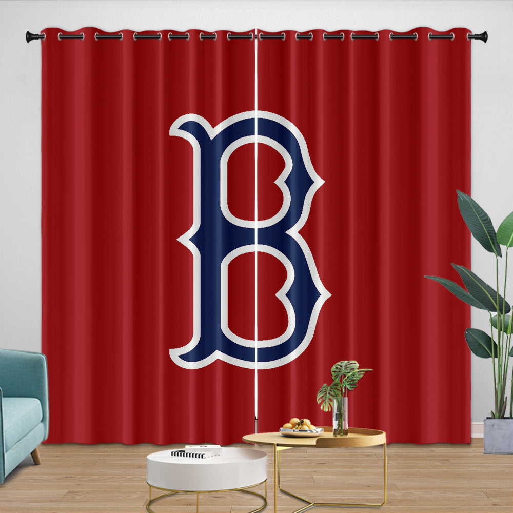 Boston Red Sox Curtains Blackout Window Drapes Room Decoration (Online Order Only)