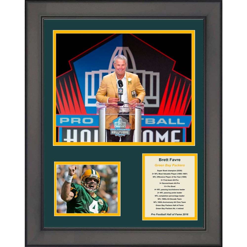 Framed Brett Favre Hall of Fame Green Bay Packers 11"x14" Football Three Photo Collage (ONLINE ORDER ONLY)