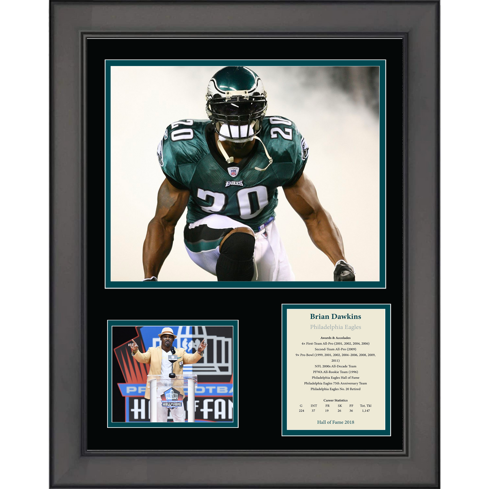 Framed Brian Dawkins Hall of Fame Philadelphia Eagles 11"x14" Three Photo Collage (ONLINE ORDER ONLY)