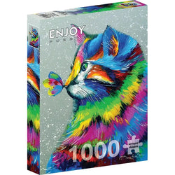 Bright Cat & Butterfly 1000 Piece Jigsaw Puzzle Enjoy (ONLINE ORDER ONLY)