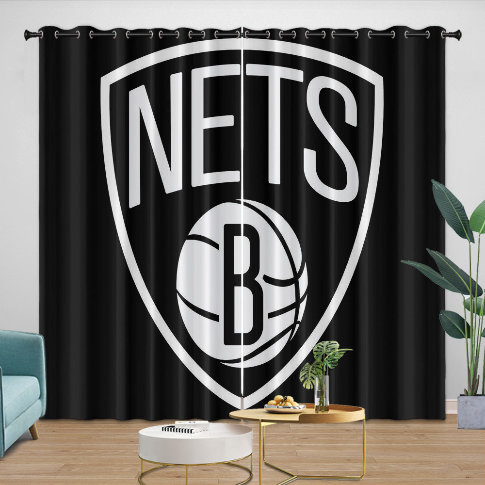 Brooklyn Nets Curtains Blackout Window Drapes Room Decoration (Online Order Only)