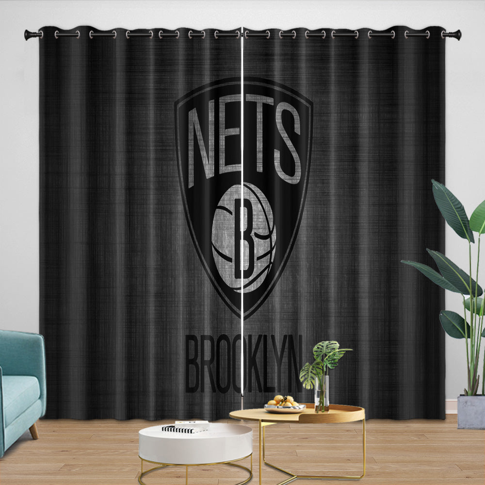 Brooklyn Nets Curtains Blackout Window Drapes Room Decoration (Online Order Only)