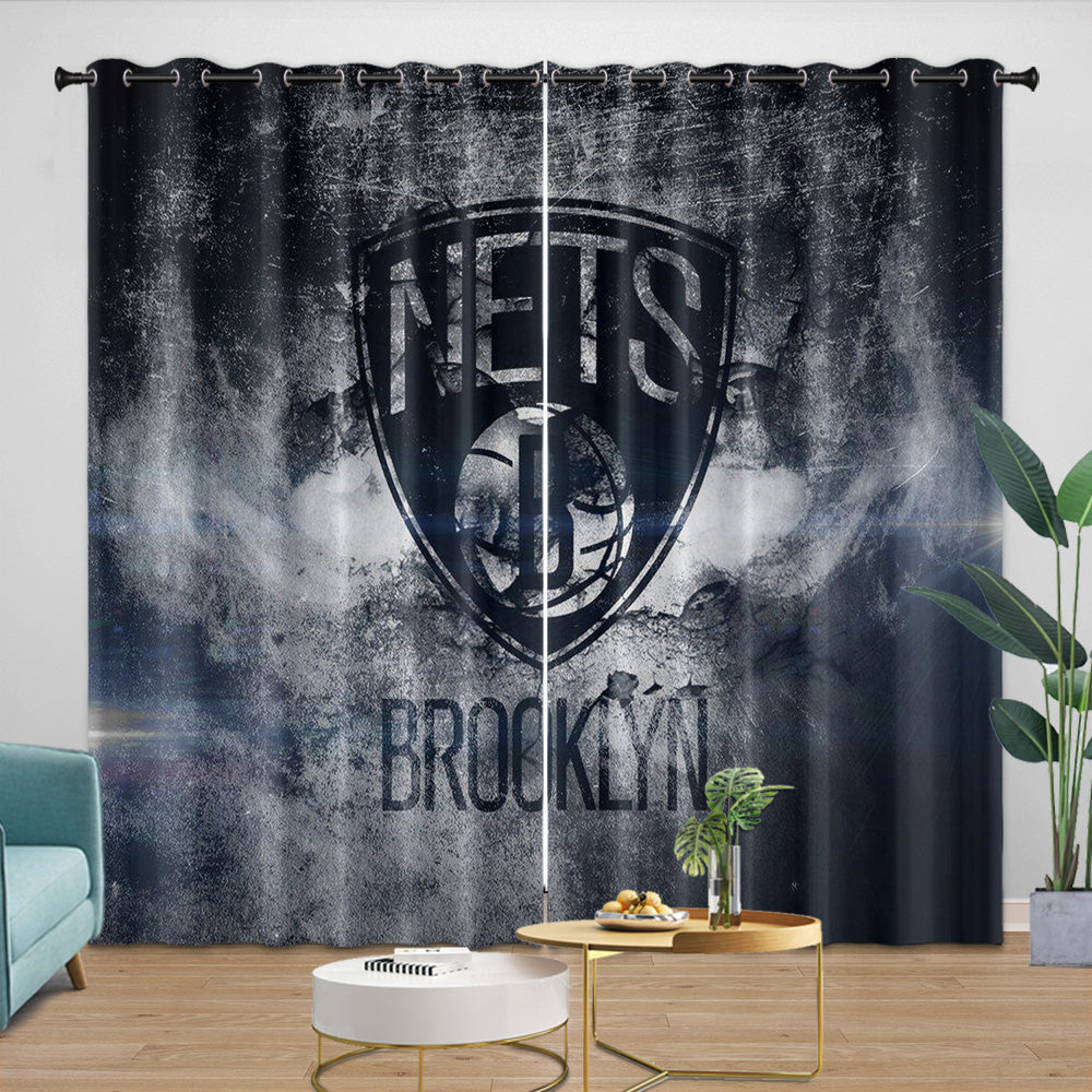Brooklyn Nets Curtains Blackout Window Drapes Room Decoration (Online Order Only)