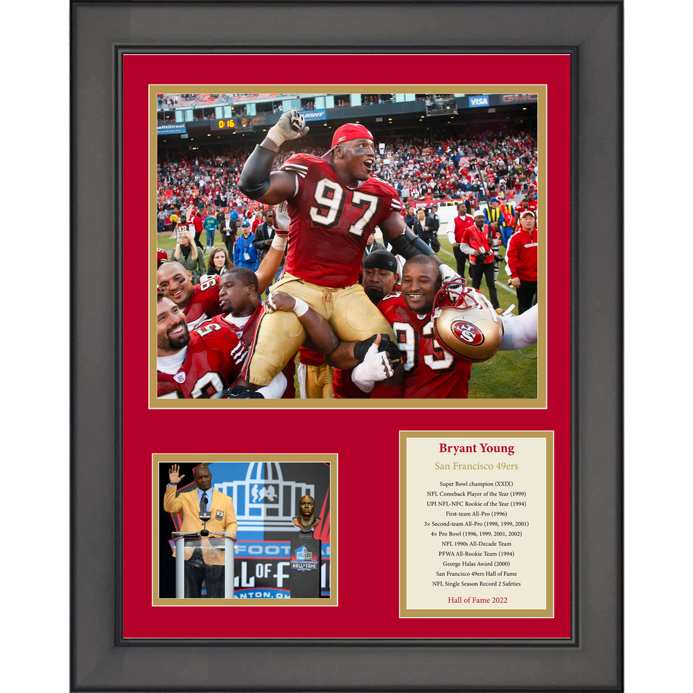 Framed Bryant Young Hall of Fame San Francisco 49ers 11"x14" Football Three Photo Collage (ONLINE ORDER ONLY)