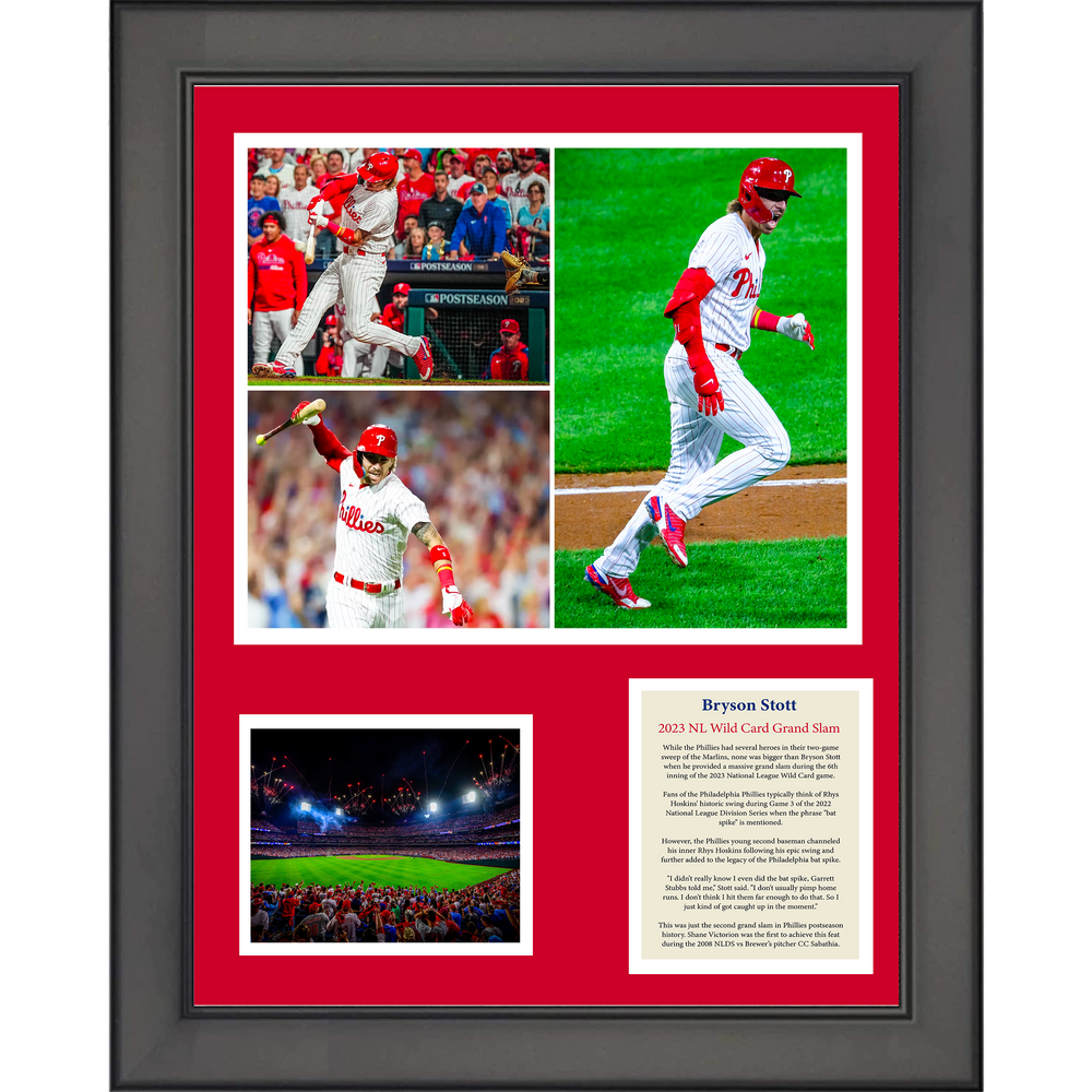 Framed Bryson Stott 2023 Wild Card Grand Slam Philadelphia Phillies 11"x14"Baseball Three Photo Collage (ONLINE ORDER ONLY)