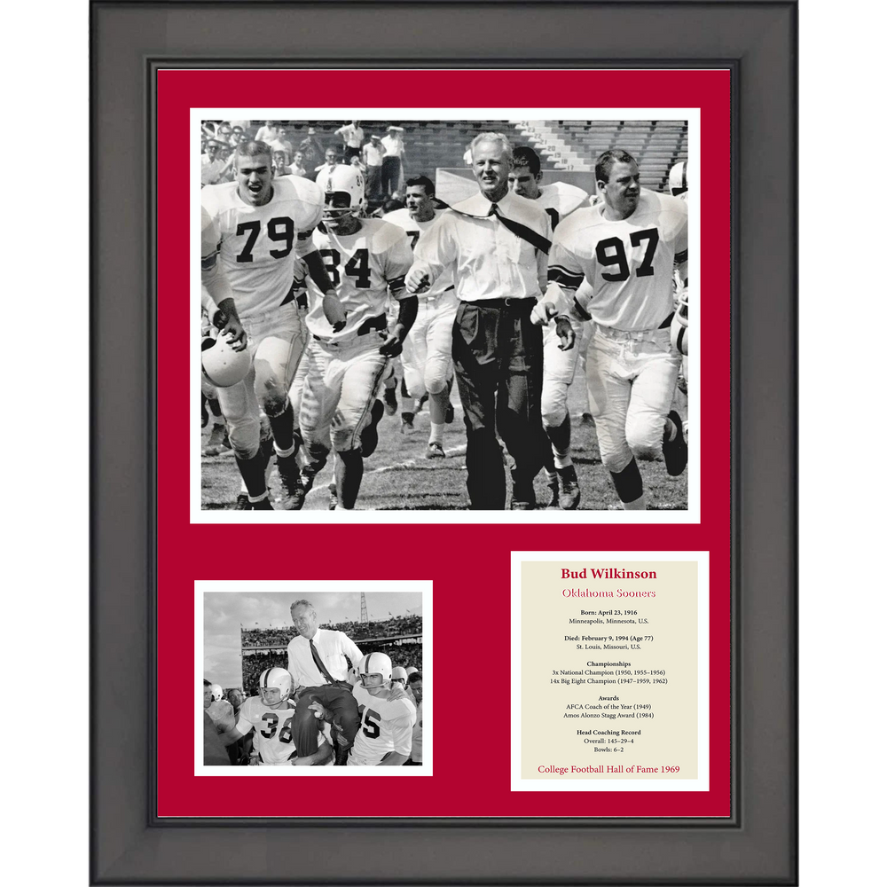 Framed Bud Wilkinson Hall of Fame Oklahoma Sooners 11"x14" College Football Three Photo Collage (ONLINE ORDER ONLY)