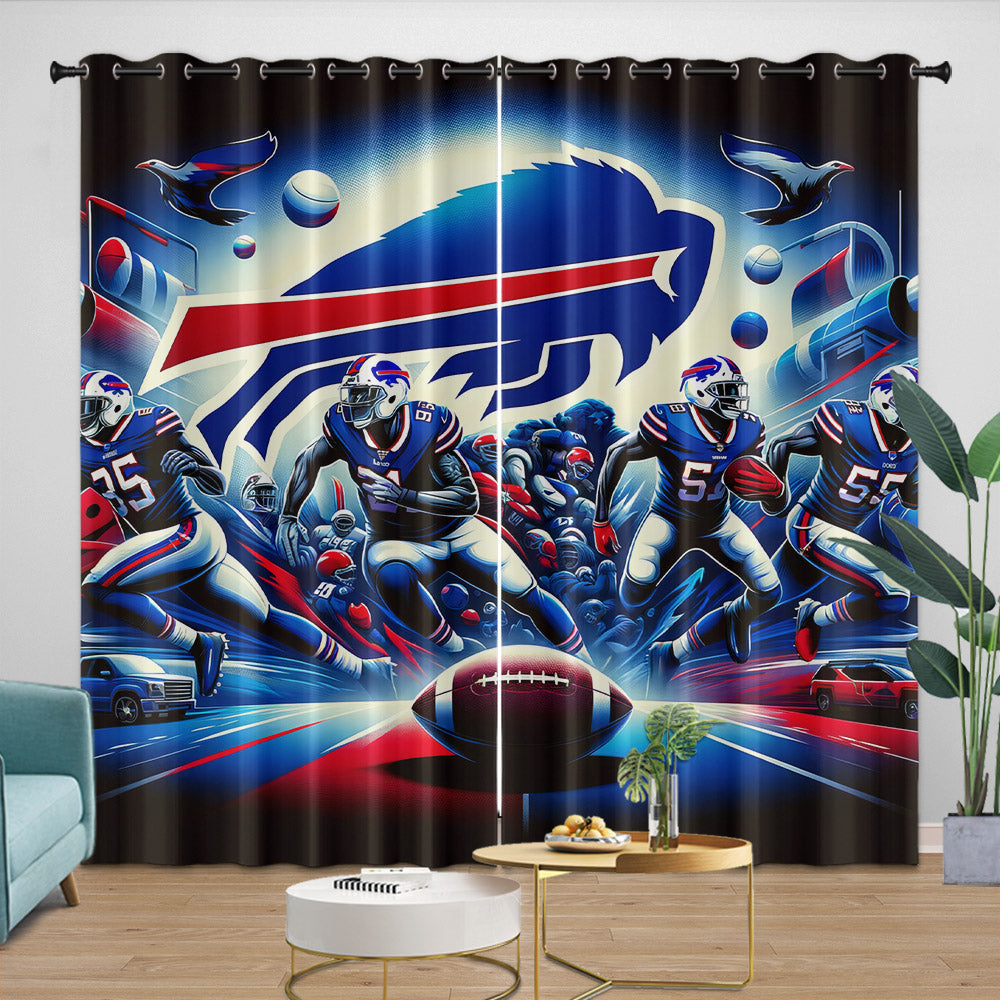 Buffalo Bills Curtains Blackout Window Drapes Room Decoration (Online Order Only)