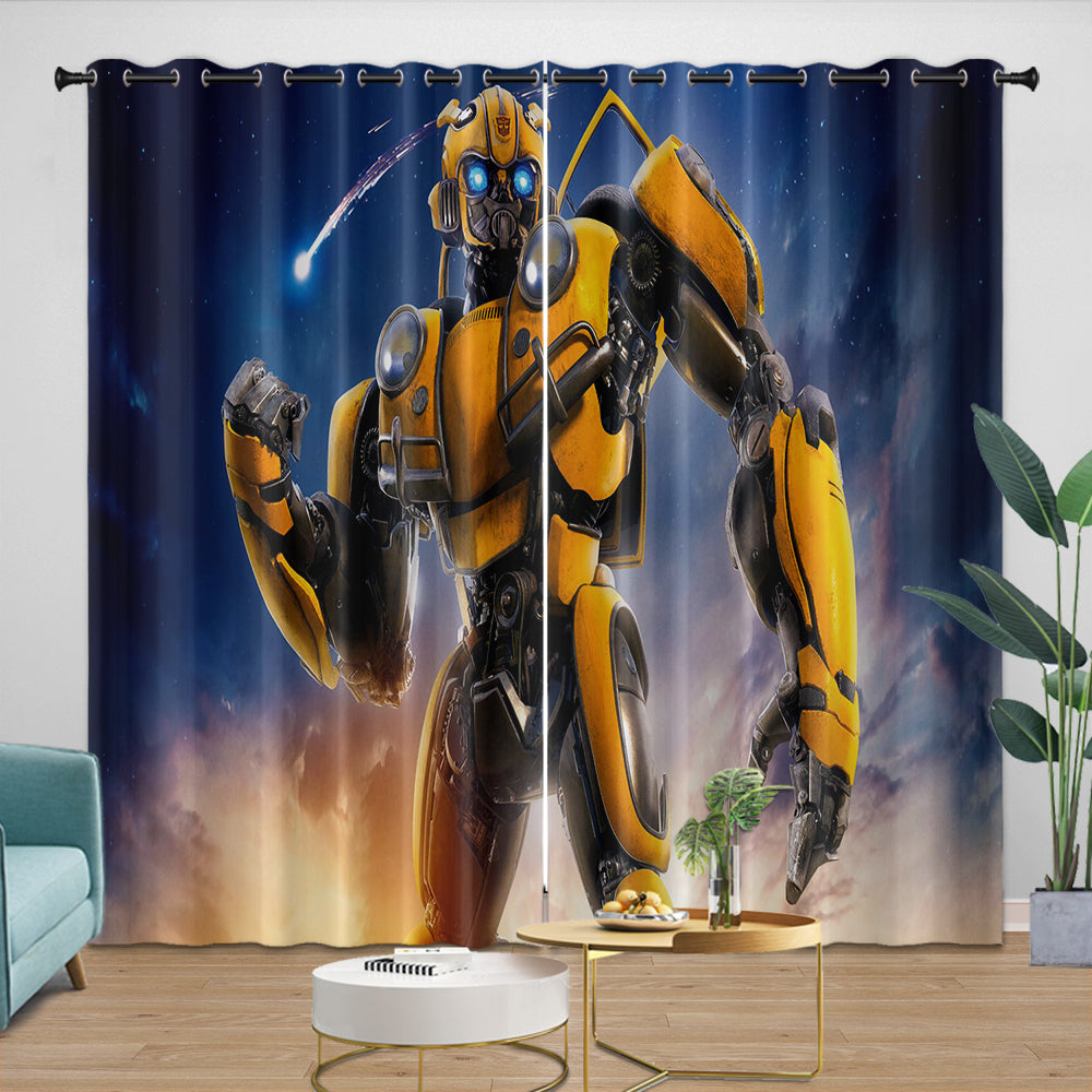 Movie Bumblebee Curtains Pattern Blackout Window Drapes Room Decoration (ONLINE ORDER ONLY)