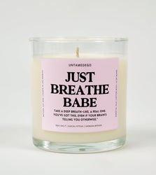 Just Breath Babe Glass Candle (Online Order Only)