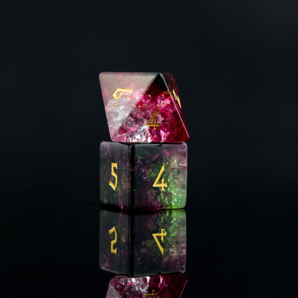 Watermelon Shattered Glass Dice Set (ONLINE ORDER ONLY)