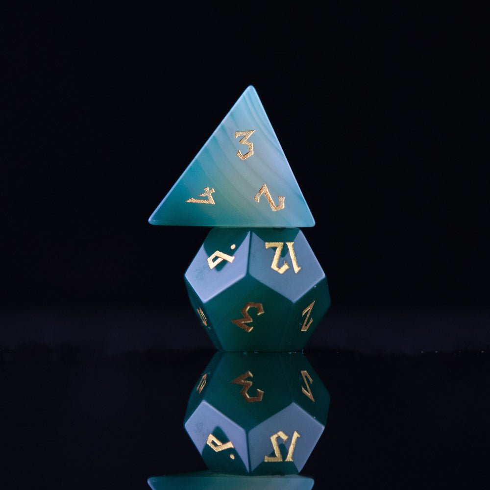 Green Agate Stone Dice Set (ONLINE ORDER ONLY)