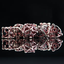 Draco Immortui Hollow Metal Dice Set - Red and Silver (ONLINE ORDER ONLY)