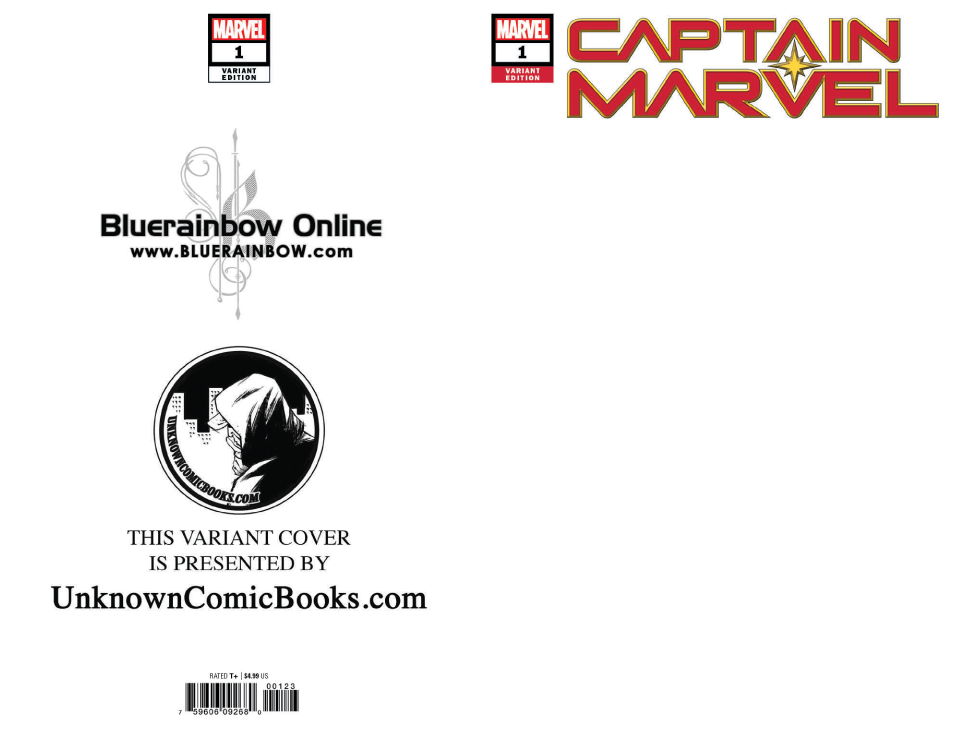 Captain Marvel #1 Unknown Comic Books Exclusive Blank 1/16/2019 (ONLINE ORDER ONLY)
