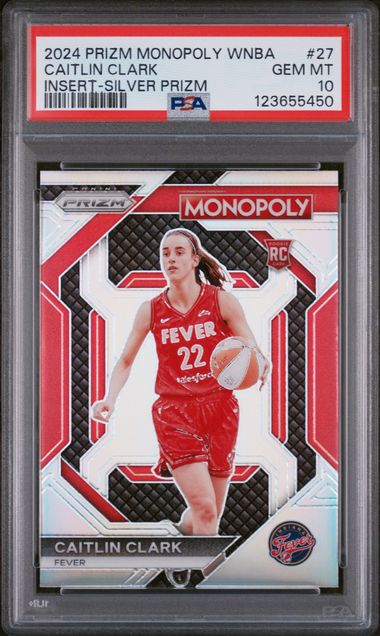 Graded 2024 Panini Prizm Monopoly WNBA Caitlin Clark #27 Silver Prizm Rookie RC Basketball Card PSA 10 Gem Mint (ONLINE ORDER ONLY)