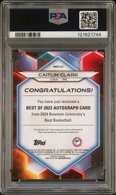 Graded 2023 Bowman U Best Caitlin Clark #B23CC /125 Best of 2023 Autograph Rookie RC Basketball Card PSA 10 Auto (ONLINE ORDER ONLY)