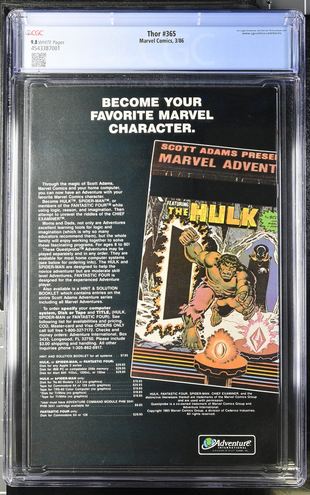 Thor #365 (3/86) Graded CGC 9.8 (Online Order Only)
