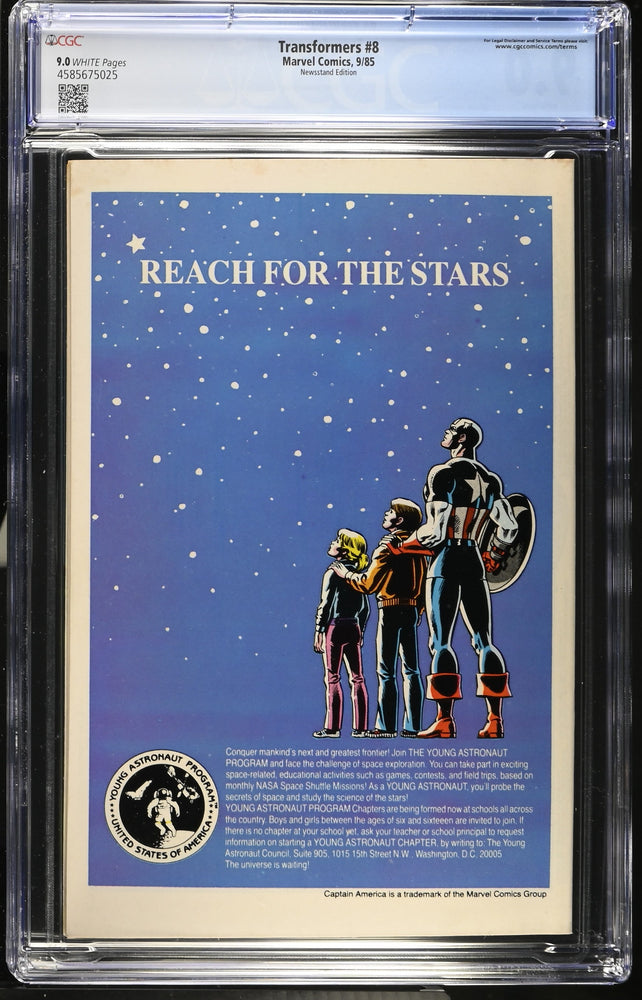 Transformers #8 (9/85) Graded CGC 9 Newsstand Edition (Online Order Only)