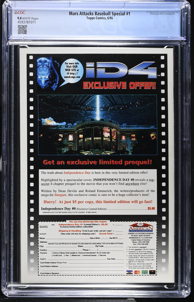 Mars Attacks Baseball Special #1 (6/96) Graded CGC 9.4 (Online Order Only)