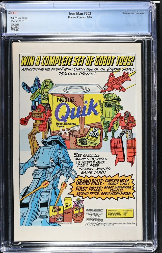 Iron Man #202 (1/86) Graded CGC 9.2 (Online Order Only)