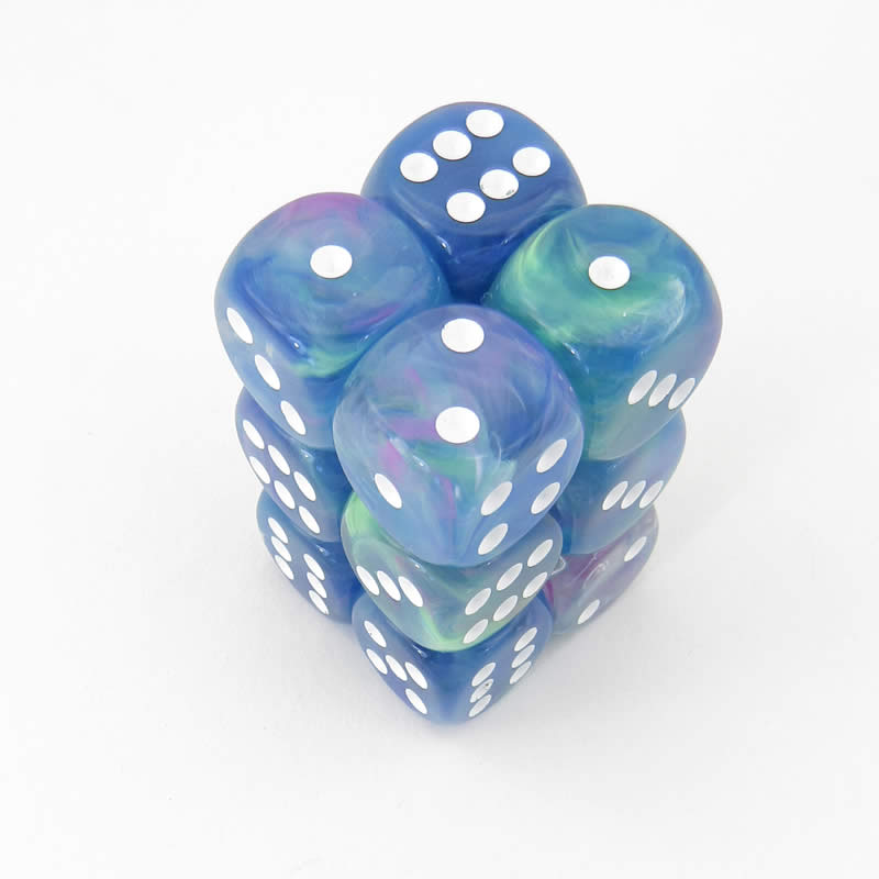 CHX27746 Waterlily Festive Dice with White Pips D6 16mm (5/8in) Pack of 12 (ONLINE ORDER ONLY)