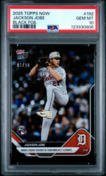 Graded 2025 Topps Now Jackson Jobe #192 Black Foil /10 Rookie RC Baseball Card PSA 10 Gem Mint (ONLINE ORDER ONLY)