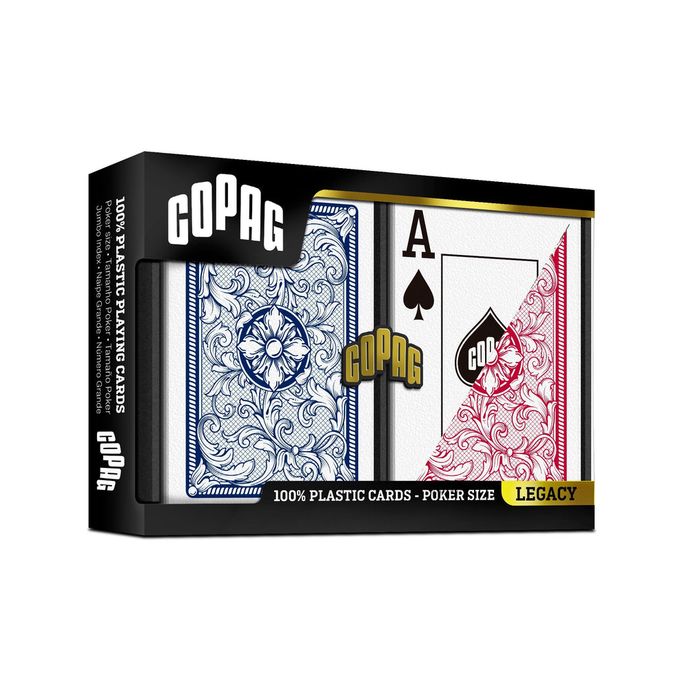 COPAG Playing Cards: Double Deck Set - Legacy - Red/Blue - Poker Size - Jumbo Index (2) (ONLINE ORDER ONLY)