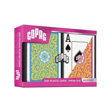 COPAG Playing Cards: Double Deck Set - Neoteric - Pink/Yellow - Poker Size - Jumbo Index (2) (ONLINE ORDER ONLY)